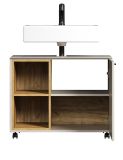 Waschbeckenunterschrank Jardins in Kaschmir / Sand mit Eiche auf Rollen, Breite 80 cm, Soft-Close