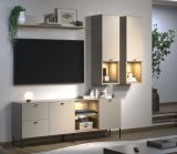 Wohnwand Jardins in Kaschmir Sand und Evoke Eiche, Set 4-teilig 250 x 210 cm mit Soft-Close