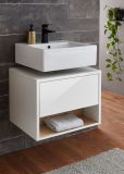 Waschbeckenunterschrank Glide in wei� Hochglanz und Eiche 60 cm