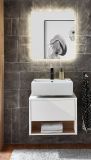 Waschbeckenunterschrank Glide in wei� Hochglanz und Eiche 60 cm