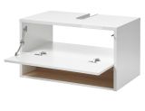 Waschbeckenunterschrank Glide in wei� Hochglanz und Eiche 80 cm