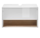 Waschbeckenunterschrank Glide in wei� Hochglanz und Eiche 80 cm
