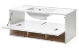 Waschbeckenunterschrank MIT Waschbecken Glide in wei� Hochglanz und Eiche 100 cm