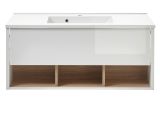 Waschbeckenunterschrank MIT Waschbecken Glide in wei� Hochglanz und Eiche 100 cm