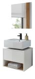 Badm�bel Set 2-teilig Glide in wei� Hochglanz und Eiche mit LED Beleuchtung 60 x 190 cm