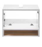 Badm�bel Set 3-teilig Glide in wei� Hochglanz und Eiche mit LED Beleuchtung 100 x 190 cm