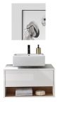 Badm�bel Set 2-teilig Glide in wei� Hochglanz und Eiche mit LED Beleuchtung 80 x 190 cm