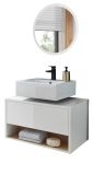 Badm�bel Set 2-teilig Glide in wei� Hochglanz und Eiche mit LED Beleuchtung 80 x 190 cm