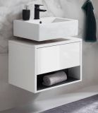 Waschbeckenunterschrank Glide in wei� Hochglanz und grau 60 cm