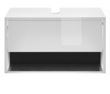 Waschbeckenunterschrank Glide in wei� Hochglanz und grau 80 cm
