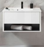 Waschbeckenunterschrank MIT Waschbecken Glide in wei� Hochglanz und grau 80 cm