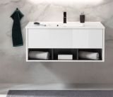Waschbeckenunterschrank MIT Waschbecken Glide in wei� Hochglanz und grau 100 cm