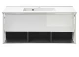 Waschbeckenunterschrank MIT Waschbecken Glide in wei� Hochglanz und grau 100 cm