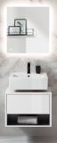 Badm�bel Set 2-teilig Glide in wei� Hochglanz und grau mit LED Beleuchtung 60 x 190 cm