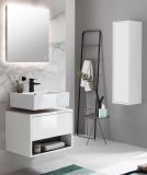 Badm�bel Set 3-teilig Glide in wei� Hochglanz und grau mit LED Beleuchtung 100 x 190 cm