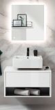 Badm�bel Set 2-teilig Glide in wei� Hochglanz und grau mit LED Beleuchtung 80 x 190 cm