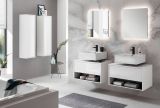 Badm�bel Set 2-teilig Glide in wei� Hochglanz und grau mit LED Beleuchtung 80 x 190 cm