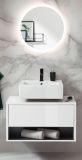 Badm�bel Set 2-teilig Glide in wei� Hochglanz und grau mit LED Beleuchtung 80 x 190 cm