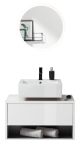 Badm�bel Set 2-teilig Glide in wei� Hochglanz und grau mit LED Beleuchtung 80 x 190 cm