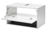 Badm�bel Set 3-teilig Glide in wei� Hochglanz und grau mit LED Beleuchtung 135 x 190 cm