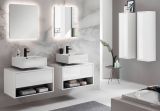 Badm�bel Set 6-teilig Glide in wei� Hochglanz und grau mit LED Beleuchtung 250 x 190 cm