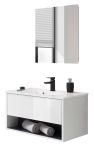 Badm�bel Set Glide in wei� Hochglanz und grau mit Waschbecken und LED Beleuchtung 80 x 190 cm