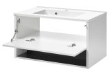 Badm�bel Set Glide in wei� Hochglanz und grau mit Waschbecken und LED Beleuchtung 80 x 190 cm