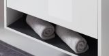 Badm�bel Set Glide in wei� Hochglanz und grau mit Waschbecken und LED Beleuchtung 160 x 190 cm