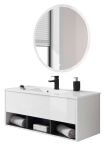 Badm�bel Set Glide in wei� Hochglanz und grau mit Waschbecken und LED Beleuchtung 100 x 190 cm