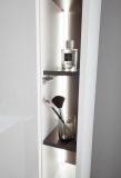 Badm�bel Set Glide in wei� Hochglanz und grau mit Waschbecken und LED Beleuchtung 195 x 190 cm