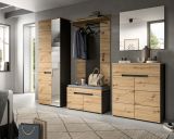Garderobe Set 5-teilig Cooper in Artisan Eiche und grau 255 cm, Soft-Close