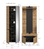 Garderobe Set 3-teilig Cooper in Artisan Eiche und grau 160 cm, Soft-Close