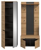 Garderobe Set 3-teilig Cooper in Artisan Eiche und grau 160 cm, Soft-Close