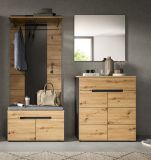 Garderobe Set 4-teilig Cooper in Artisan Eiche und grau 175 cm, Soft-Close