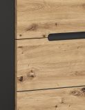Garderobe Set 3-teilig Cooper in Artisan Eiche und grau 215 cm, Soft-Close