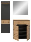 Garderobe Set 3-teilig Cooper in Artisan Eiche und grau 140 cm, Soft-Close