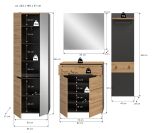Garderobe Set 4-teilig Cooper in Artisan Eiche und Basalt Grau 220 cm, Soft-Close