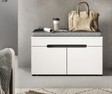Garderobe Sitzbank Cooper in Wei� und Grau Garderobenbank 80 cm, Soft-Close