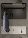 Garderobenpaneel Cooper Wei� und Grau, Set 2-teilig mit Hakenleiste 80 cm