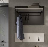 Garderobenpaneel Cooper Wei� und Grau, Set 2-teilig mit Hakenleiste 80 cm
