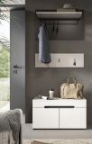 Garderobenpaneel Cooper Wei� und Grau, Set 2-teilig mit Hakenleiste 80 cm