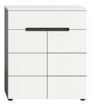 Schuhkommode Cooper in Wei� und Basalt Grau, Flurkommode 80 x 94 cm mit Soft-Close