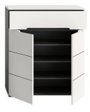 Schuhkommode Cooper in Wei� und Basalt Grau, Flurkommode 80 x 94 cm mit Soft-Close