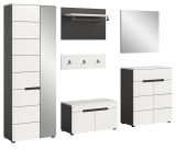 Garderobe Set 6-teilig Cooper Wei� und Basalt Grau 255 x 190 cm, Soft-Close