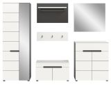 Garderobe Set 6-teilig Cooper Wei� und Basalt Grau 255 x 190 cm, Soft-Close