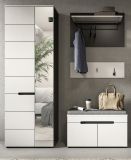 Garderobe Set 4-teilig Cooper in Wei� und Basalt Grau 160 cm, Soft-Close