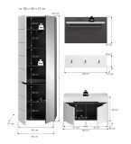 Garderobe Set 4-teilig Cooper in Wei� und Basalt Grau 160 cm, Soft-Close