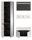 Garderobe Set 4-teilig Cooper in Wei� und Basalt Grau 160 cm, Soft-Close