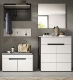 Garderobe Set 5-teilig Cooper Wei� und Basalt Grau 175 cm, Soft-Close
