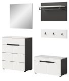 Garderobe Set 5-teilig Cooper Wei� und Basalt Grau 175 cm, Soft-Close